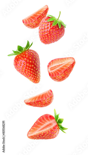 Cut strawberries levitation cut out