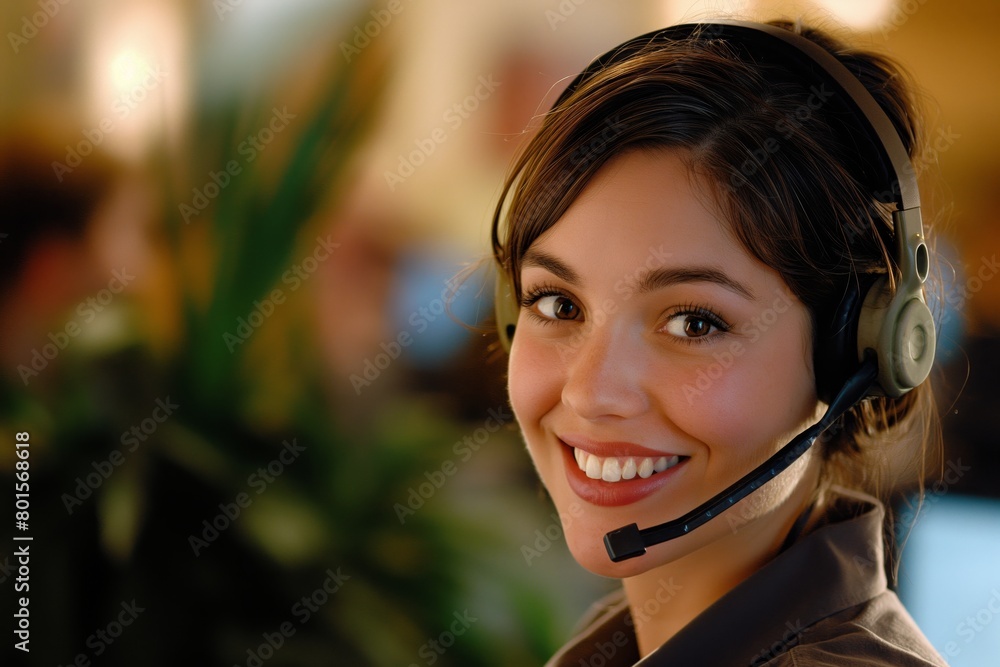 Customer service agent with a serene smile Customer service agent with a serene smile