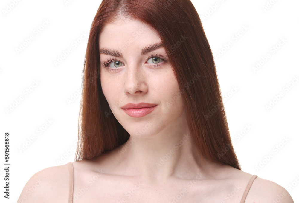 Portrait of beautiful woman on white background Portrait of beautiful woman on white background