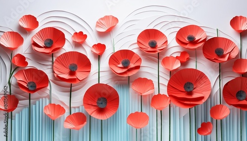 poppies glass flower background paper cut style floral backdrop design vector illustration generative ai