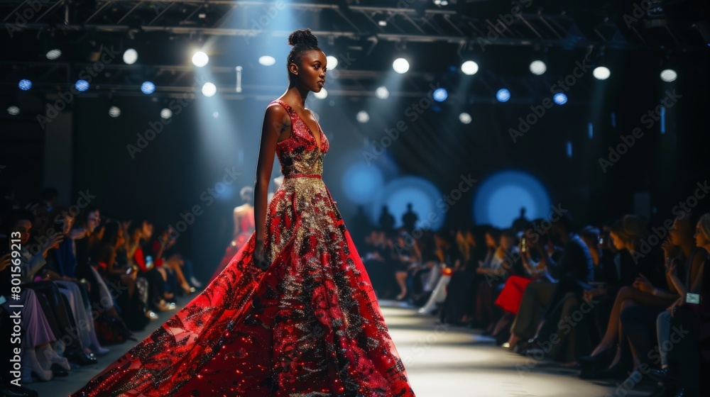 Fototapeta premium Fashion designer showcasing their latest collection on the runway