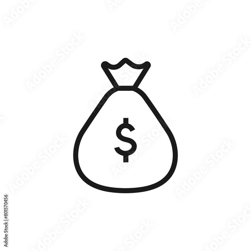 Money bag - line icon with editable stroke. Vector illustration.