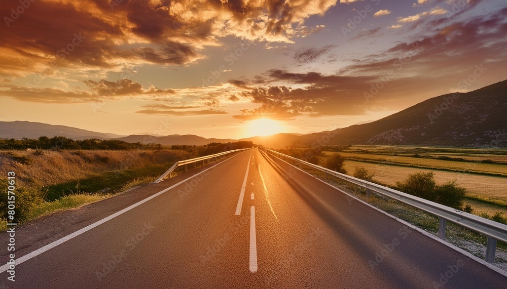 scenic sunset highway with majestic sky