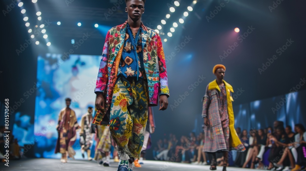 Fototapeta premium Fashion designer showcasing their latest collection on the runway