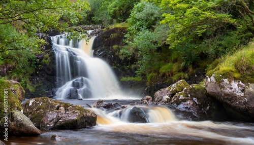 long exposure photos of the falls of acharn near loch tay scottish highlands