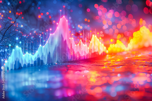 Vibrant rising trend line graph on abstract background #801572003