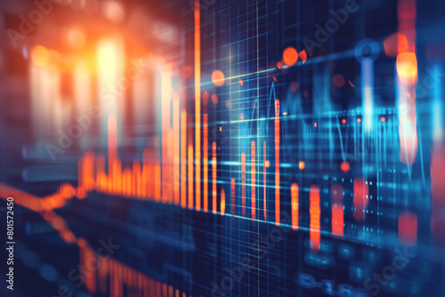 Stock market or trading graph and candlestick chart, financial investment concept. Economy trends, abstract finance background.