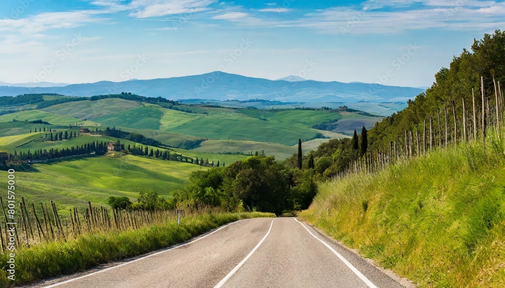 asphalt road in tuscany italy
