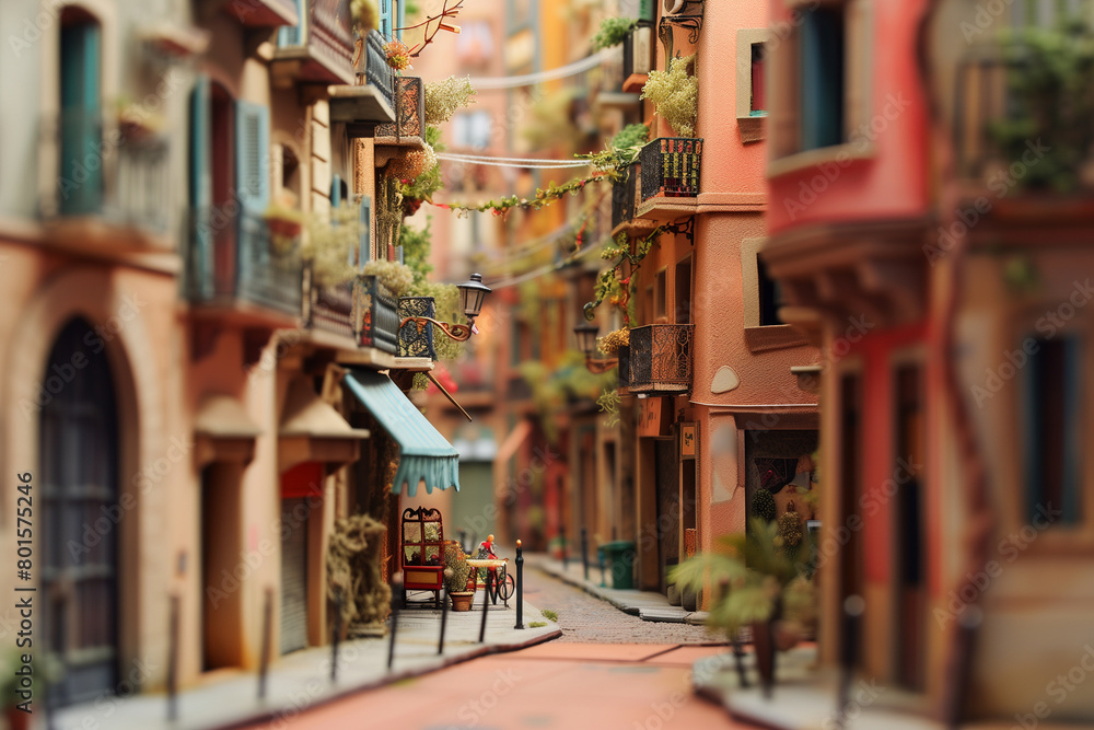 Fototapeta premium Miniature of a street in Barcelona, Catalonia, Spain