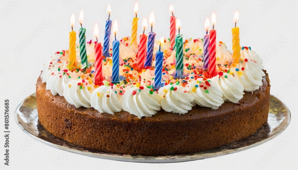 birthday cake with candles isolated on transparent background cutout ...