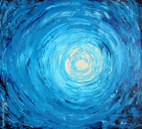Abstract art painting with blue vortex