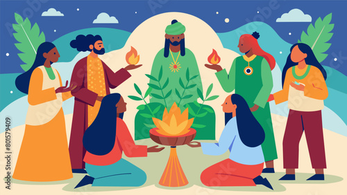 A group of people participating in a shamanic ceremony using plant medicines and rituals to journey into altered states of consciousness..