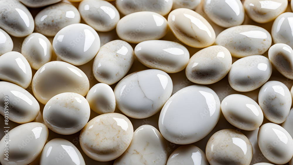 A close up of white rocks with a shiny surface A close up of white rocks with a shiny surface