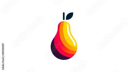 Modern, abstract illustration of a pear with a gradient of warm colors, isolated on a white background, perfect for contemporary graphic design and creative projects photo