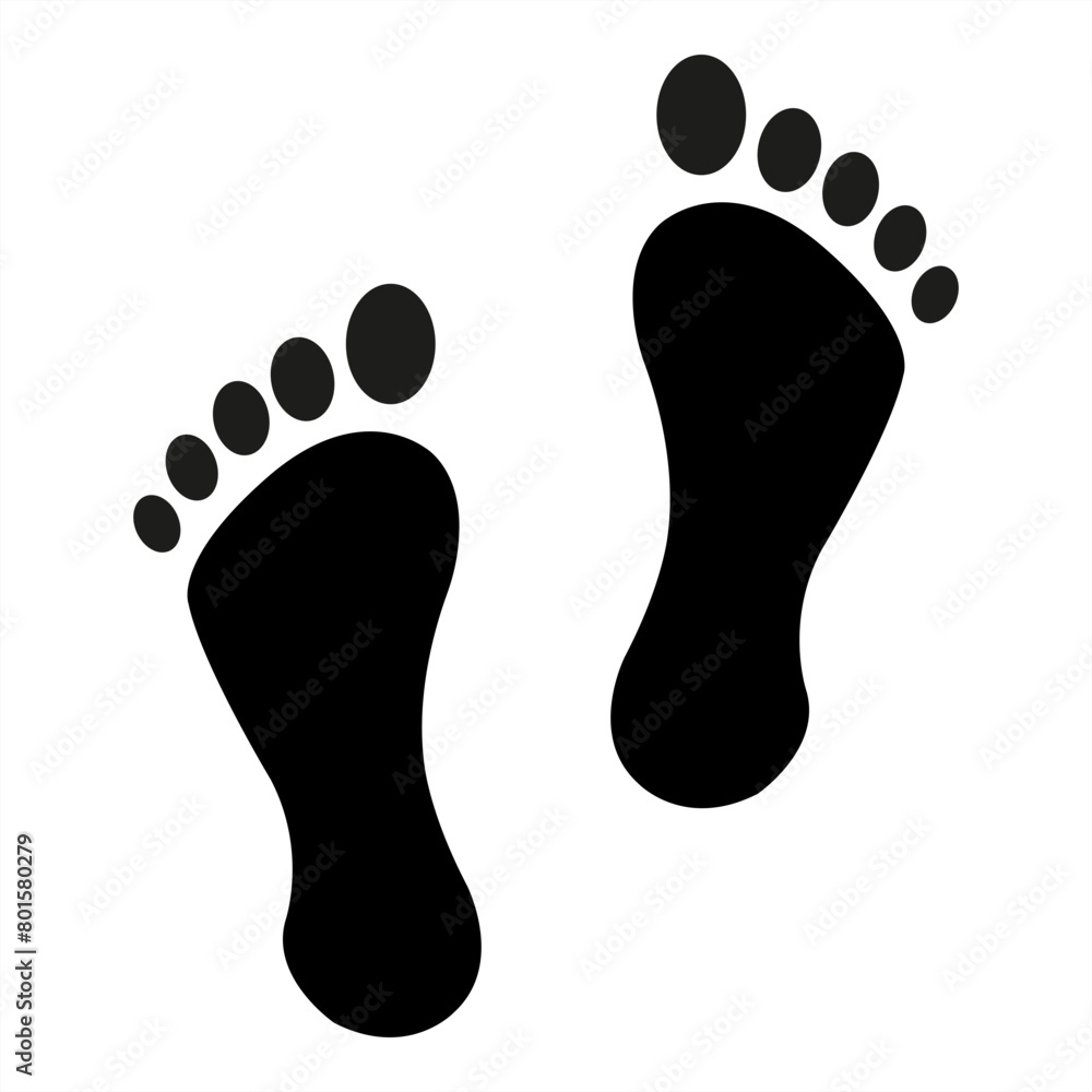 Black footprints silhouette walking icon - stock vector Black footprints silhouette walking icon - stock vector