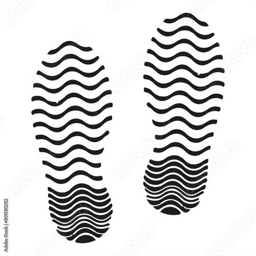 The image is of two black and white feet with a wave pattern - stock vector