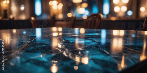 marble table with bokeh