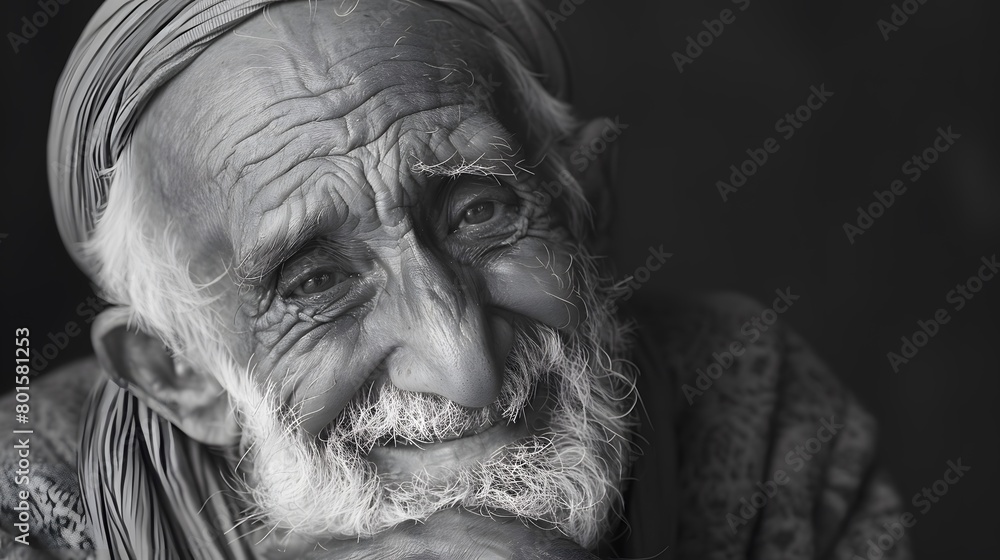 Classic monochrome portrait of an old man smiling. Classic monochrome portrait of an old man smiling.