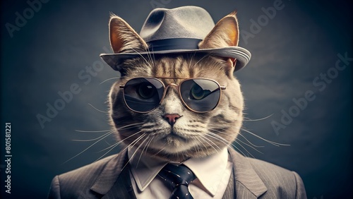 cat with glasses and a hat