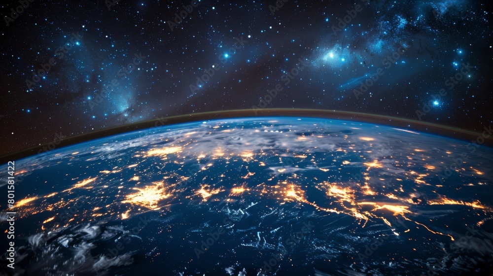 Obraz premium Earth Viewed From Space at Night