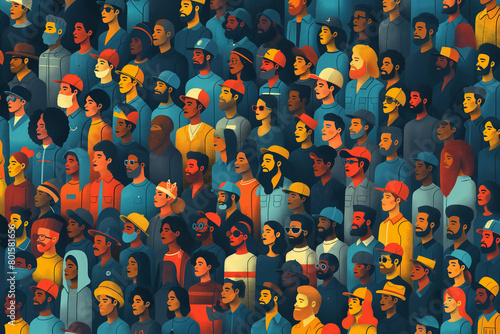 Diverse Workforce: A vibrant tableau capturing workers from various professions and backgrounds, each engaged in their respective tasks, showcasing the diversity and resilience of