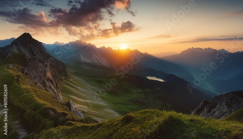sunset over mountains wallpaper background