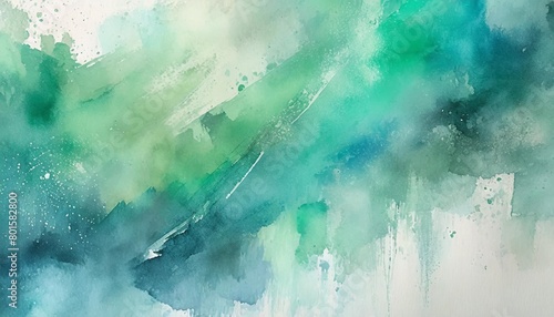abstract watercolor drawing featuring a palette of pale gray blue and green hues with a dominant sage green color ideal art background for design purposes showcasing elements of water and grunge photo