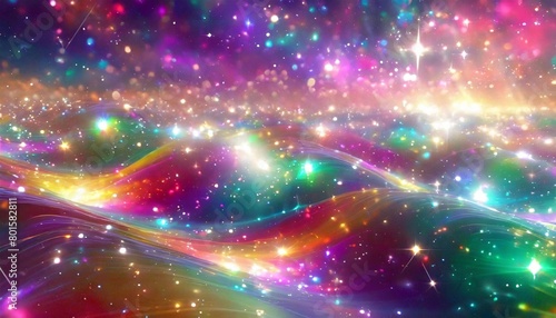 unique holographic vivid iridescent waves with sparkling stars ideal for fantasy and vibrant backdrop visuals abstract background with waves © Mac