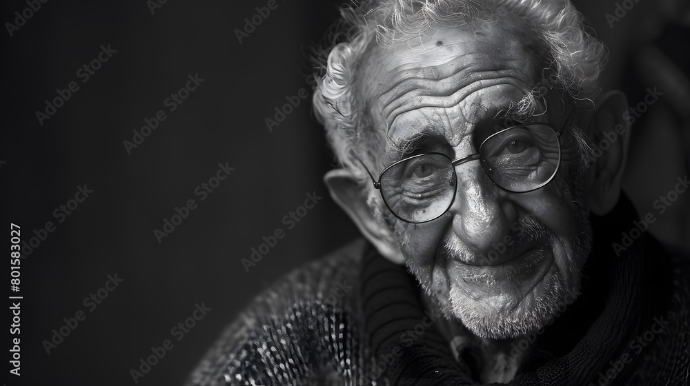 Classic monochrome portrait of an old man smiling. Classic monochrome portrait of an old man smiling.