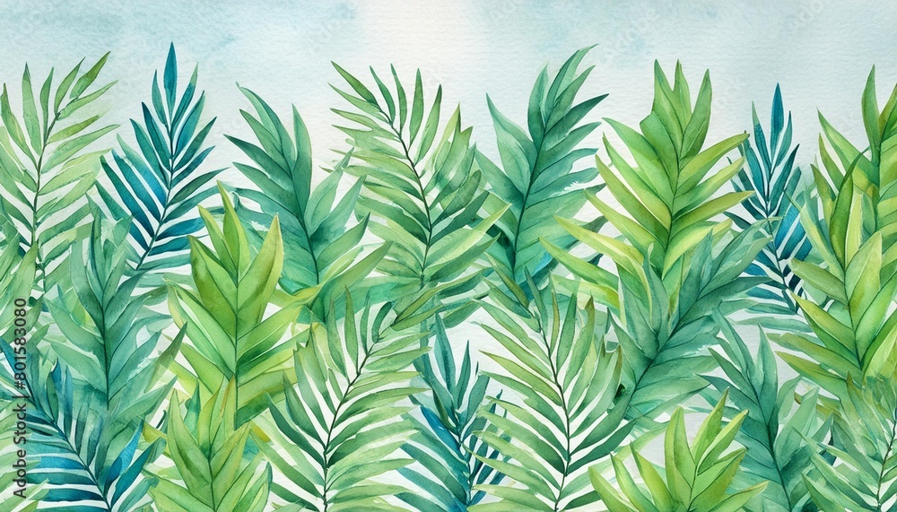 tropical watercolor palm leaf pattern generative ai