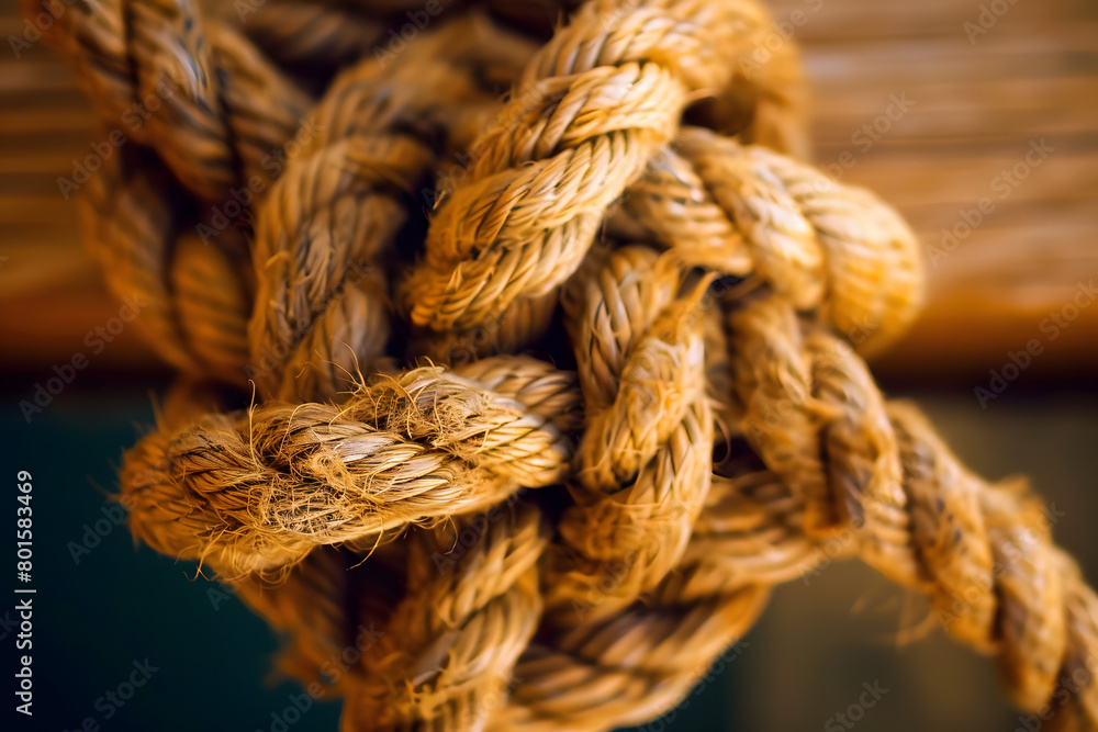 marine knot of thick brown rope marine knot of thick brown rope