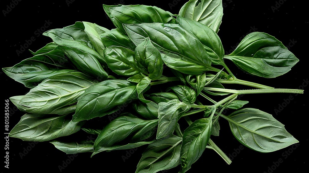 Fototapeta premium A close-up of lush green foliage against a dark background