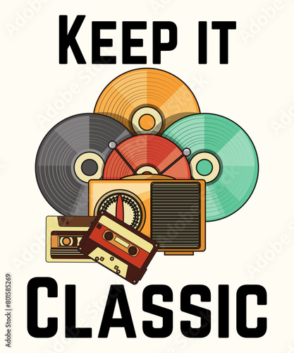 Keep it classic t-shirt design  Retro Cassette Tapes Unisex T-Shirt Gift For Music Lovers White Graphic Tee Band T Shirt 80s Retro Gifts  Vintage Shirt  Music Lover Shirts