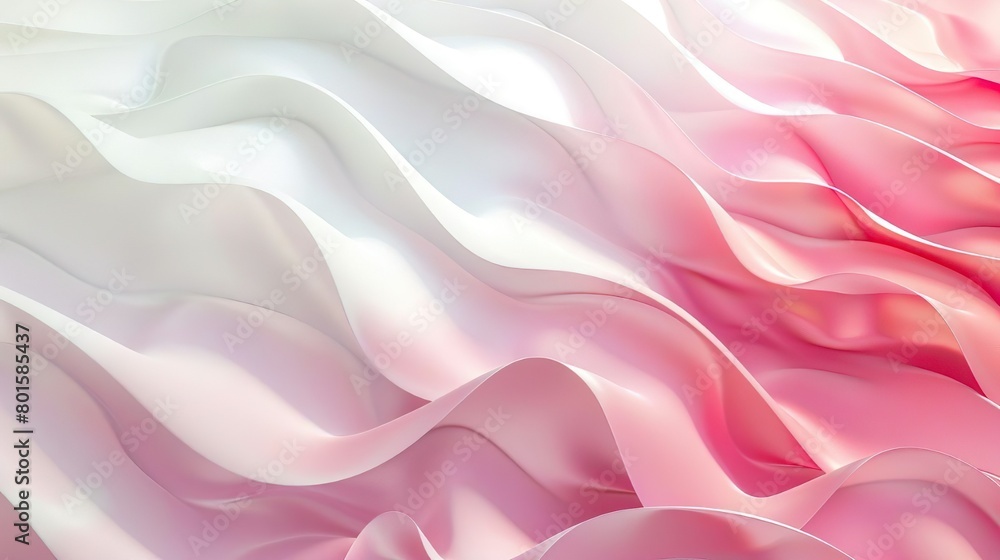 Fototapeta premium Gradient fluid background. Abstract red and white waves backdrop.Textile, flow, silk background, futuristic wallpaper, design, smooth, curve.