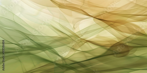 Elegant abstract background featuring smooth waves in shades of green and brown, perfect for creating a sophisticated and tranquil backdrop for various design projects