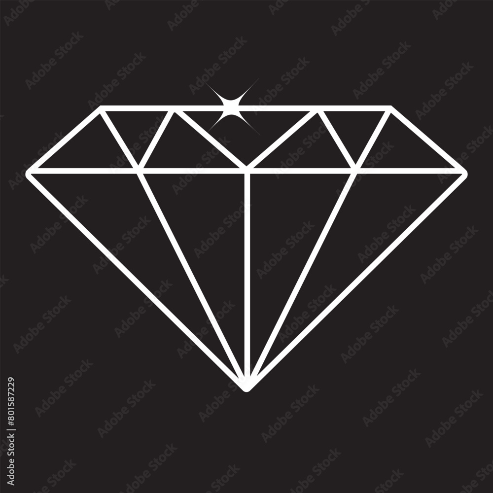 Diamond icon on black background. Diamond vector. Diamond icon vector symbol, Line diamond icon set. Diamond logo, jewelry icon, gem icon. Vector illustration. Diamond icon on black background. Diamond vector. Diamond icon vector symbol, Line diamond icon set. Diamond logo, jewelry icon, gem icon. Vector illustration.