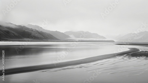 soft minimalistic landscapes of New Zealand, black and white