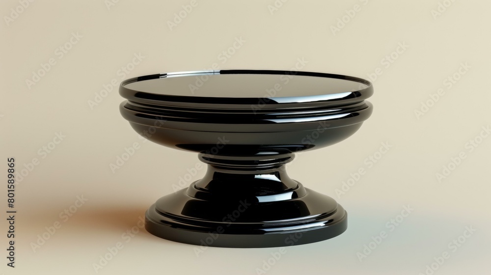 Elegant black pedestal on beige background, ideal for prestigious product displays or award ceremonies, with ample copy space. Elegant black pedestal on beige background, ideal for prestigious product displays or award ceremonies, with ample copy space.