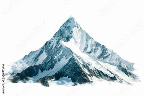 majestic snowcapped mountain peak isolated on white background natural landscape element highresolution photography