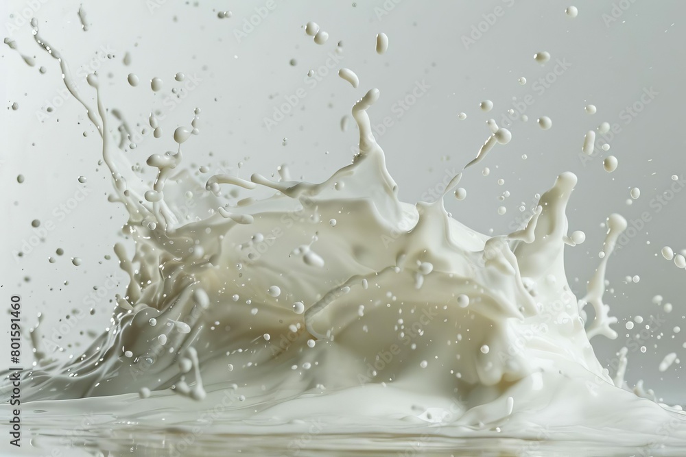 milk splash explosion closeup on white background highspeed photography