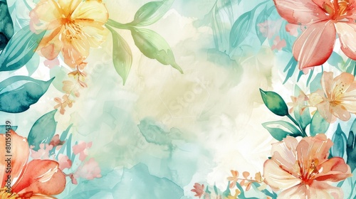 A serene watercolor floral background with a soft pastel palette