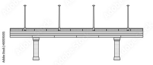 concrete bridge with support column isolated on white background vector flat illustration