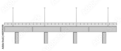 gray metal bridge with support column isolated on white background vector flat illustration