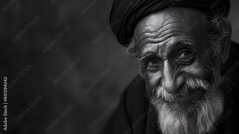 Classic monochrome portrait of an old man smiling. Classic monochrome portrait of an old man smiling.