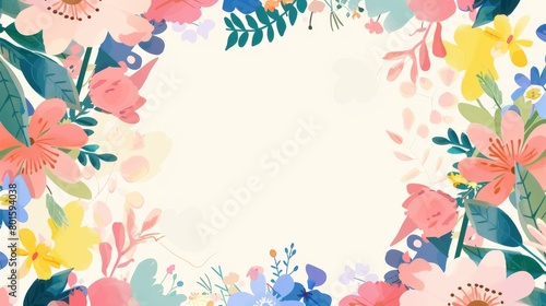 A colorful floral frame creating a serene space for text or imagery