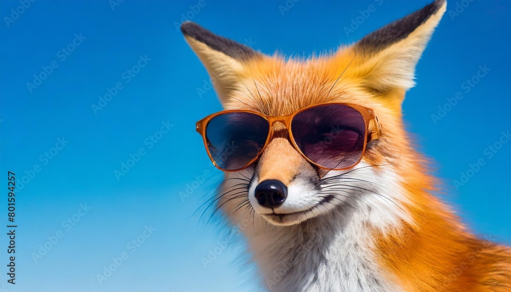 fox wearing sunglasses on a solid color background vector art digital art faceted generative ai
