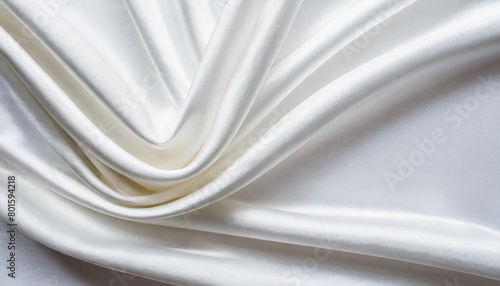 close up of rippled white silk fabric texture background