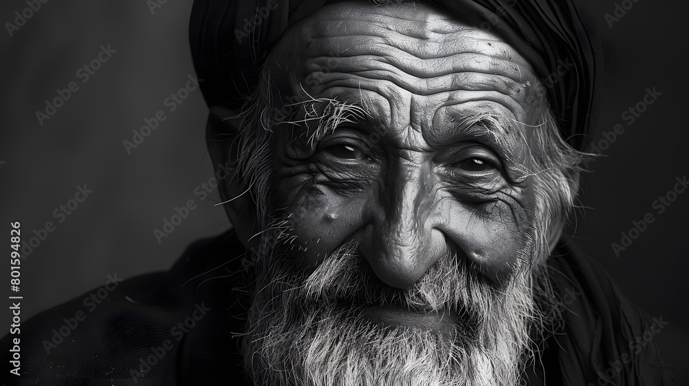 Classic monochrome portrait of an old man smiling. Classic monochrome portrait of an old man smiling.