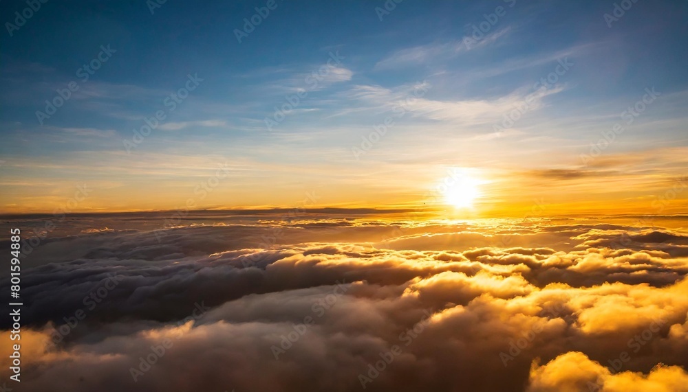 aerial sunset view over the clouds 3d rendering ai generative