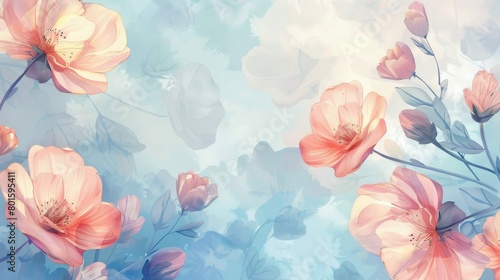 A serene floral backdrop in soft pastel hues